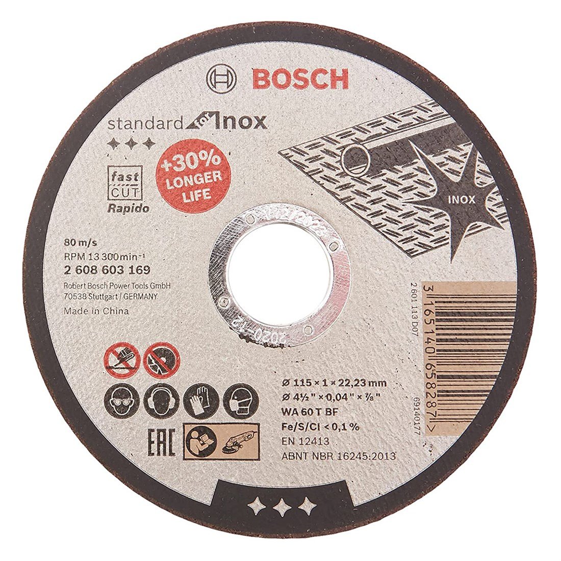 Bosch SDInox Rap. Kesme Taşı 115*1,0 mm 10'lu - 2608603254