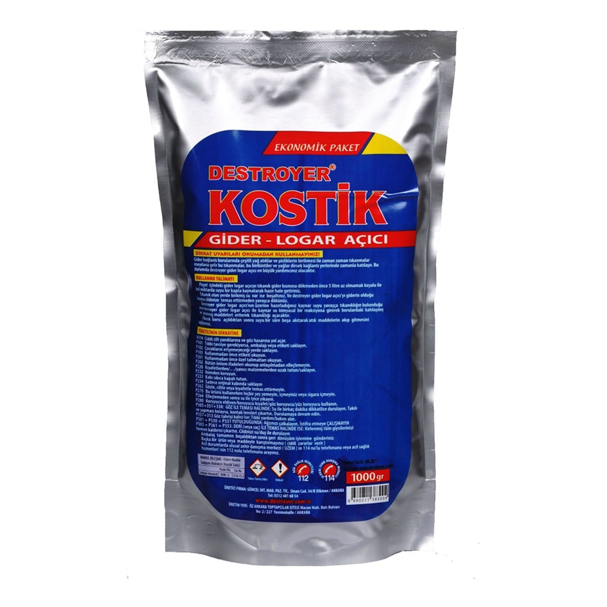 Destroyer Kostik Lavoba Gider Logar  Açıcı 1Kg Toz