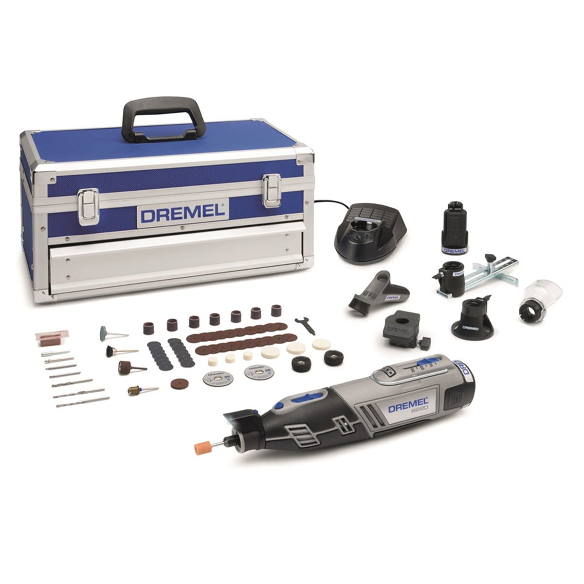 Dremel 8220 12V Li-Ion Akülü El Motoru 65 Aksesuar + 5 Bağlantı Parçası + Alüminyum Çanta F0138220JK