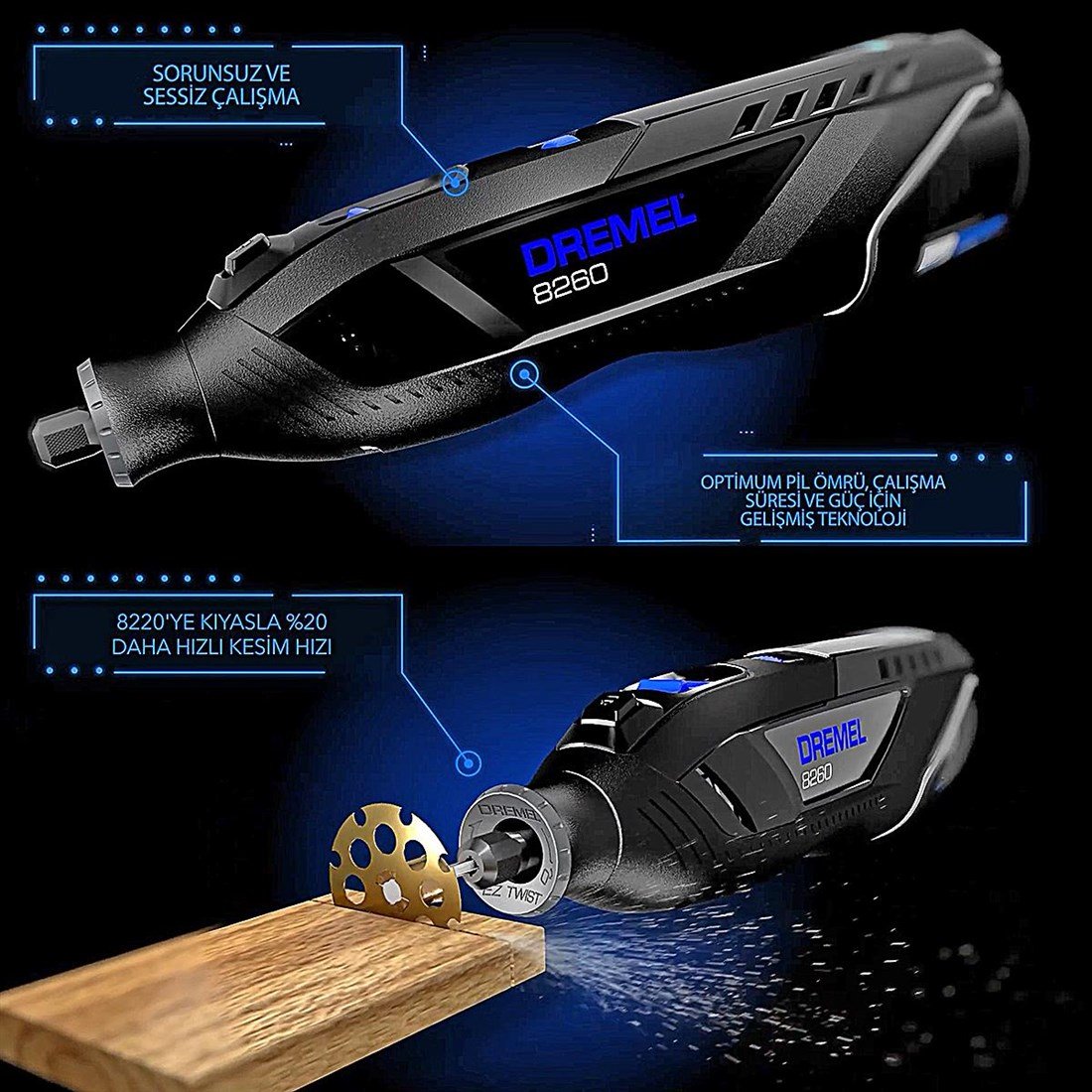 Dremel 8260-5 EU Akülü El Motoru 12v 3Ah - F0138260JA