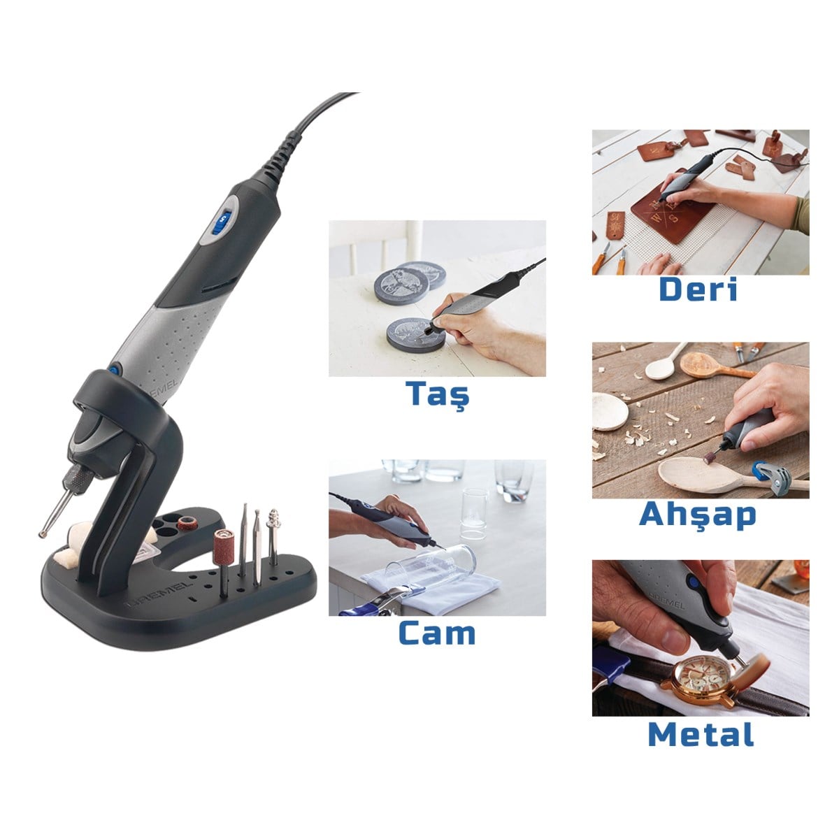 Dremel STYLO+ 2050-10 El Motoru 10 Aksesuarlı + Ürün Tutacağı