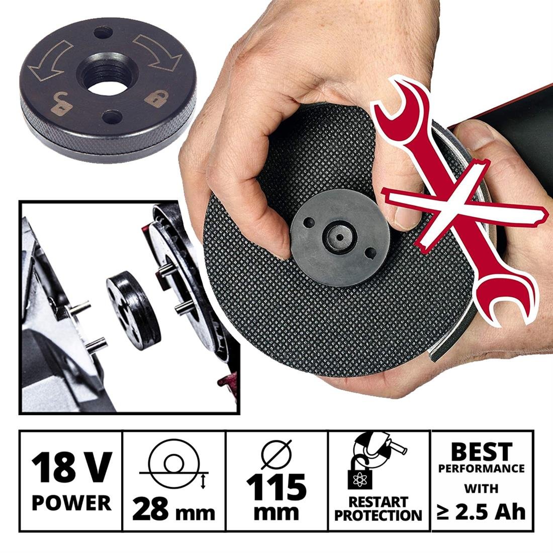 Einhell AXXIO 18/115 Q SOLO  Avuç Taşlama - 4431150