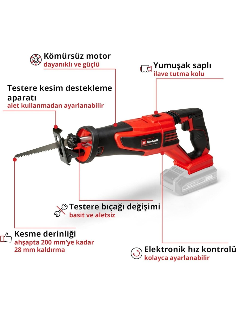 Einhell Expert TE-AP 18/26 Li - Solo  Akülü Kılıç Testere + 18V 4,0Ah Pxc Starter Kit 1 Akü&Şarj Cihazı