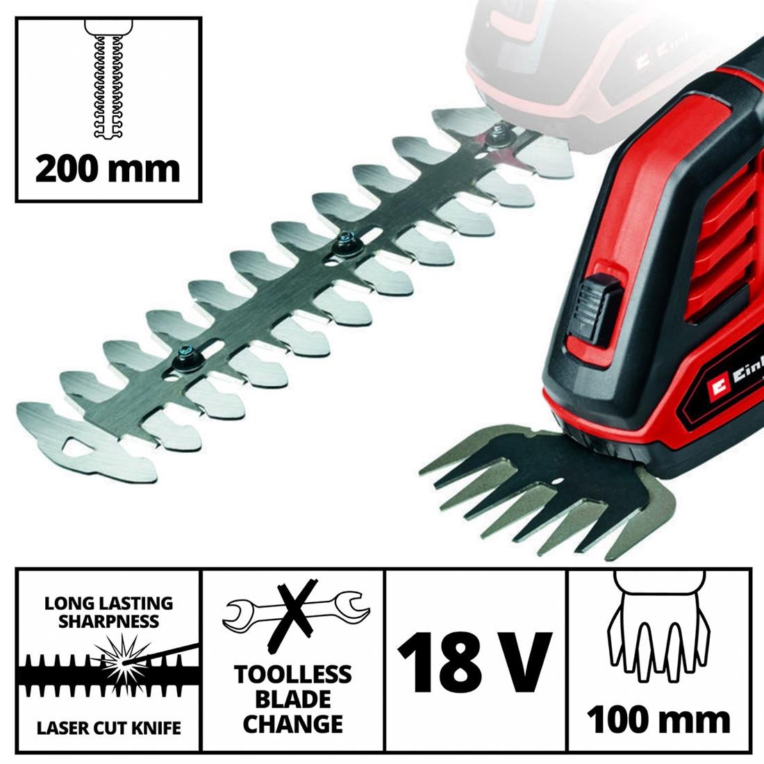 Einhell GE-CG 18/100 Li Akülü Çit Budama Solo (Aküsüz) - 3410313
