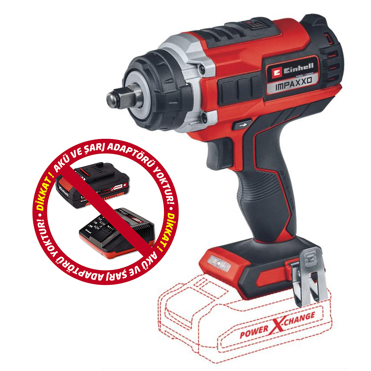 Einhell IMPAXXO 18/450 Akülü Darbeli Somun Sıkma Kömürsüz SOLO + 18V 4,0Ah Pxc Starter Kit 1 Akü&Şarj Cihaz