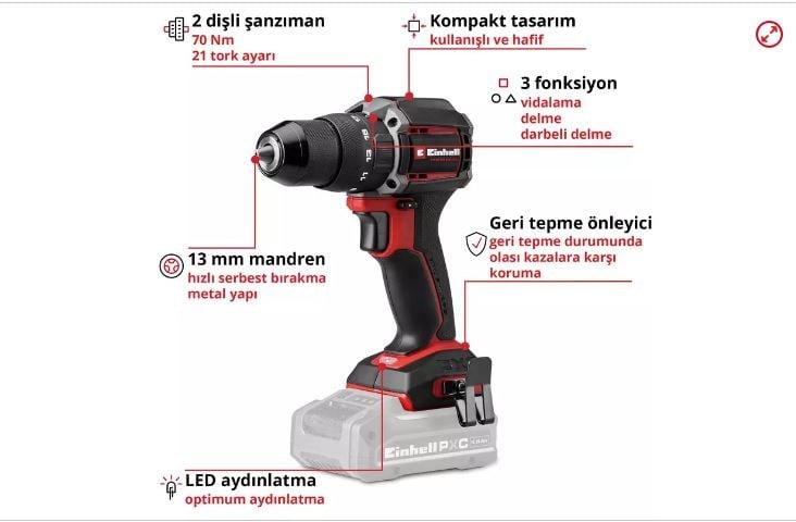 Einhell Professional TP-CD 18/70-C Li-i BL Akülü Vidalama (Compact Sistem) - 4514340