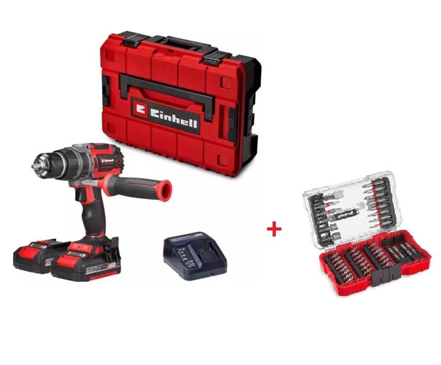 Einhell Professional TP-CD 18/70 Li-i BL (2x2,0Ah)  Akülü Darbeli Vidalama  + Einhell Vidalama Uç Seti 42 parça M-CASE kutu