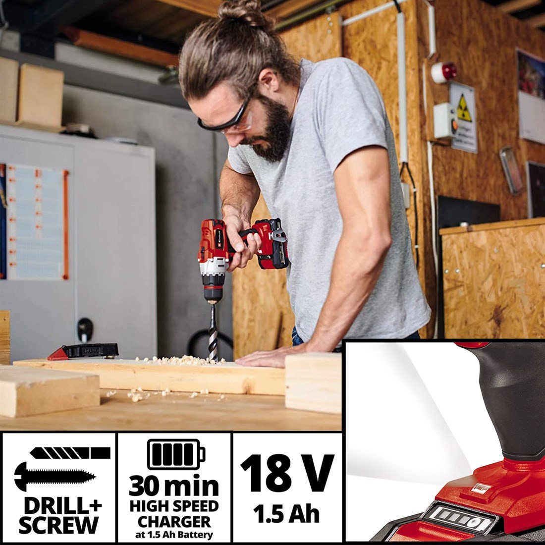 Einhell TE-CD 18/2 Li Kit (2x1,5 Ah) Akülü Vidalama Darbesiz - 4513830