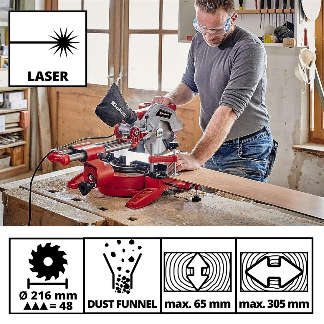 Einhell TE-SM 216 Dual, Pistonlu Gönye Kesme + 4300865