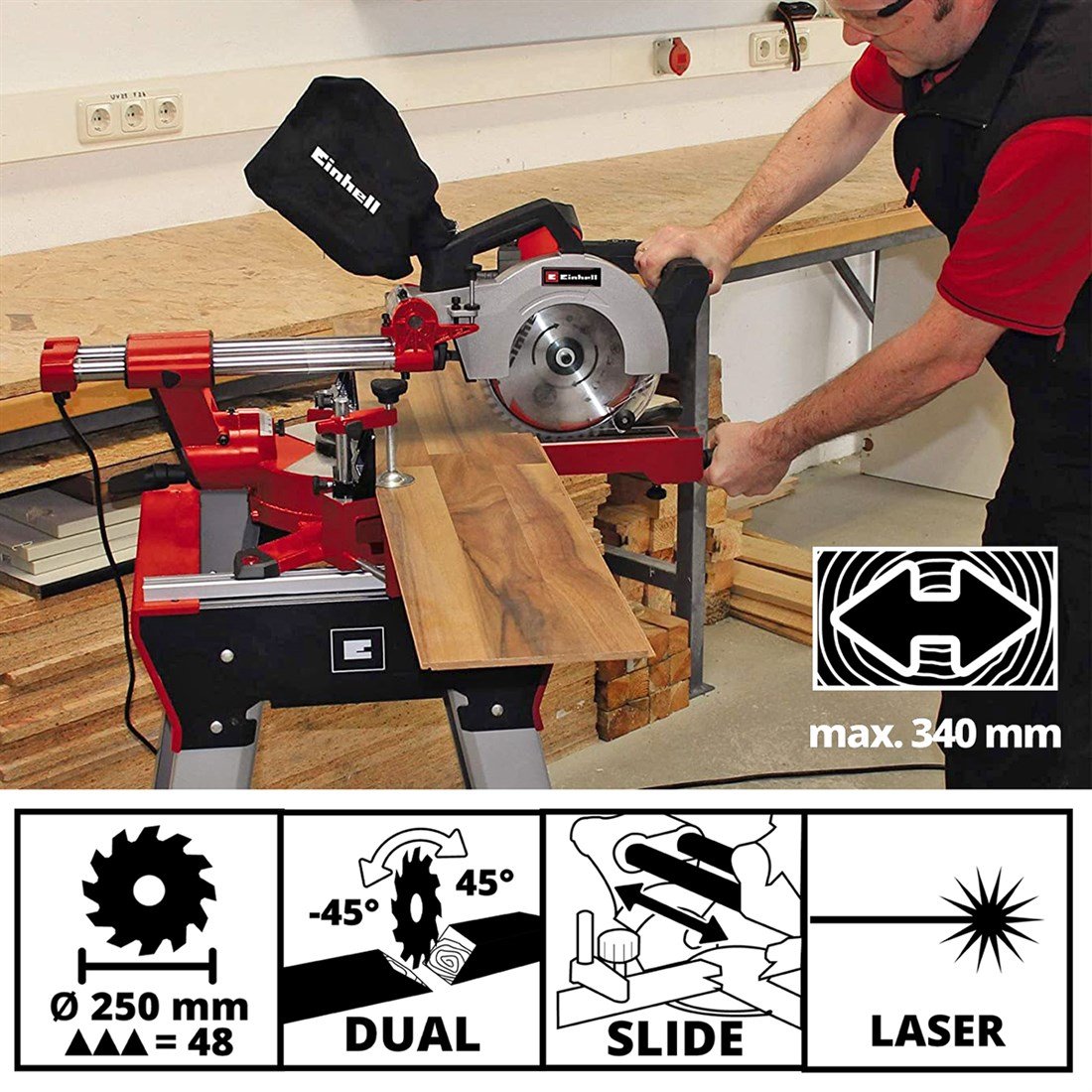 Einhell TE-SM 2534 Dual Gönye Testere - Pistonlu - 4300870