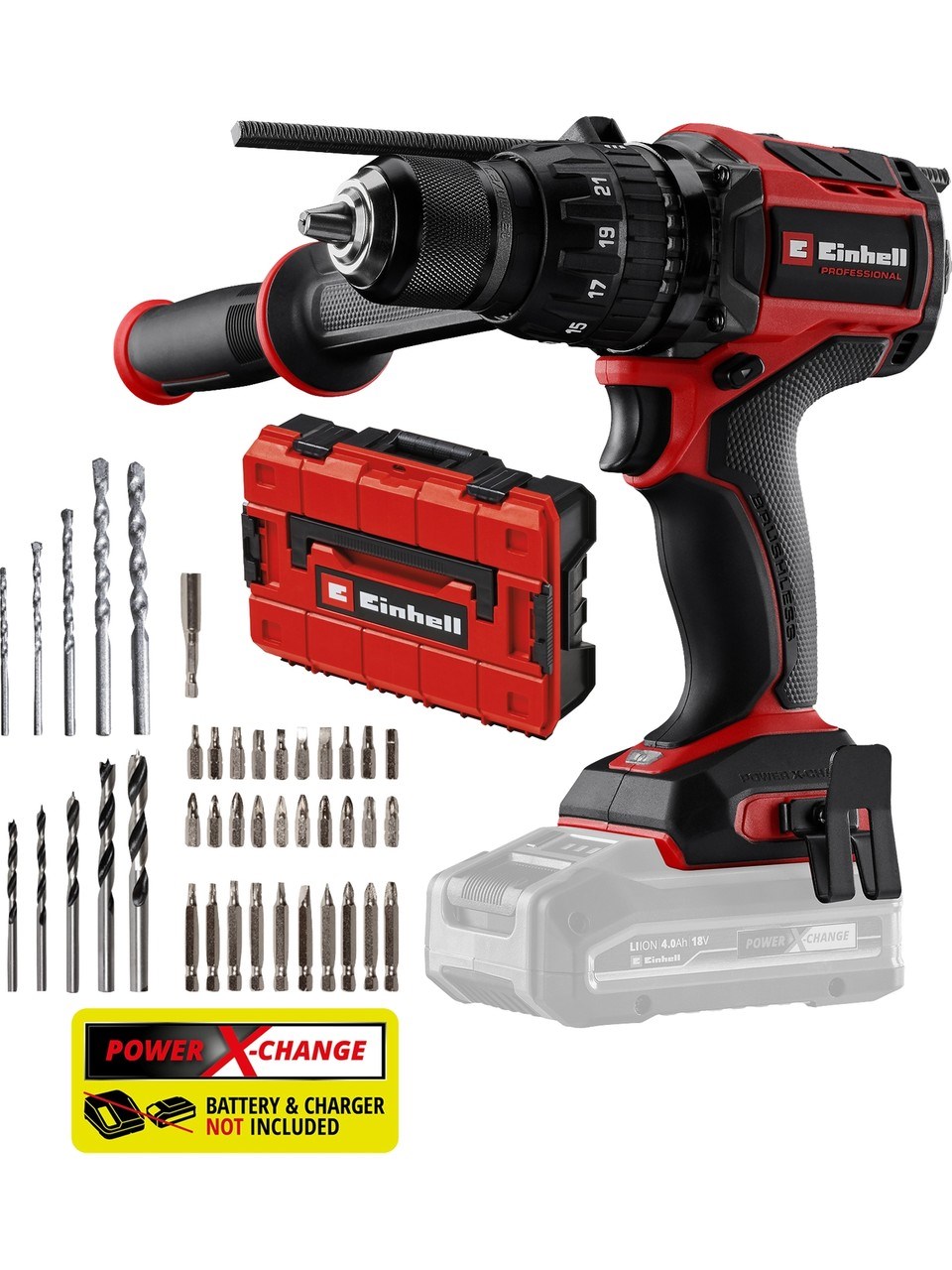 Einhell TP-CD 18/120 Li-i BL+41 Uç Seti - Akülü Darbeli Matkap + TP-AG 18/125 CE Akülü Taşlama + TP-HD 18/22 Li BL 4 - Akülü Kırıcı Delici + 18V 4,0Ah PXC Starter Kit  2 Adet Akü & Şarj Cihazı