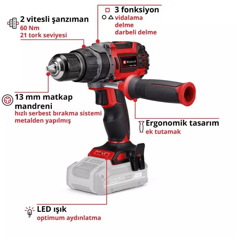 Einhell TP-CD 18/60 Li-i BL Solo Akülü Darbeli Vidalama - 4514205