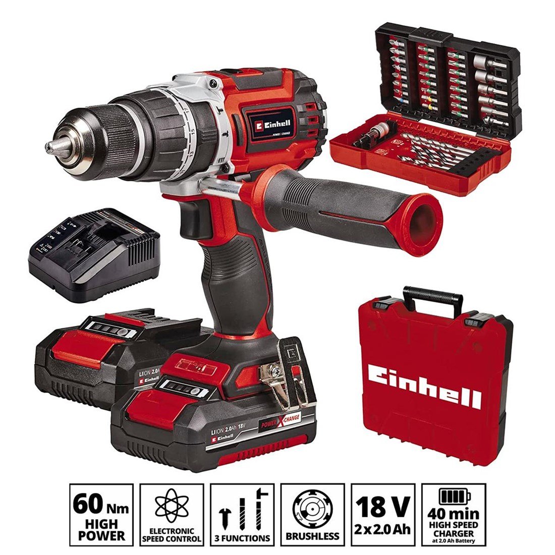 Einhell TP-CD 18/60 Li-i BL+39 2*2Ah Akülü Darbeli Vidalama - 4514206