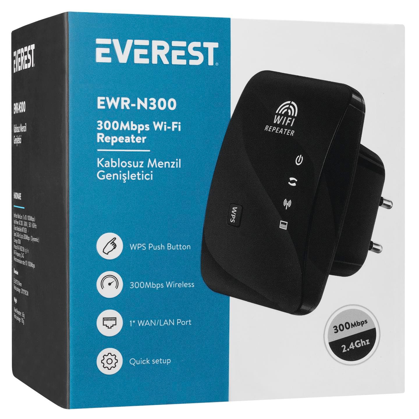 Everest EWR-N300 300 Mbps Wifi Güçlendirici