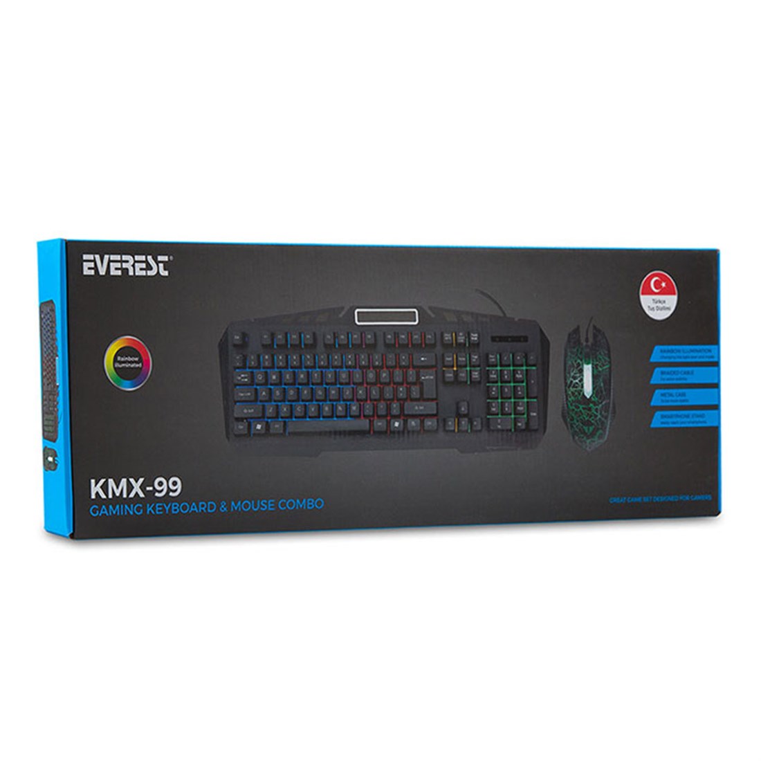 Everest Kmx-99 Siyah Usb Gökkuşağı Zemin Aydınlatma Q Oyuncu Klavye + Mouse Set - 28703