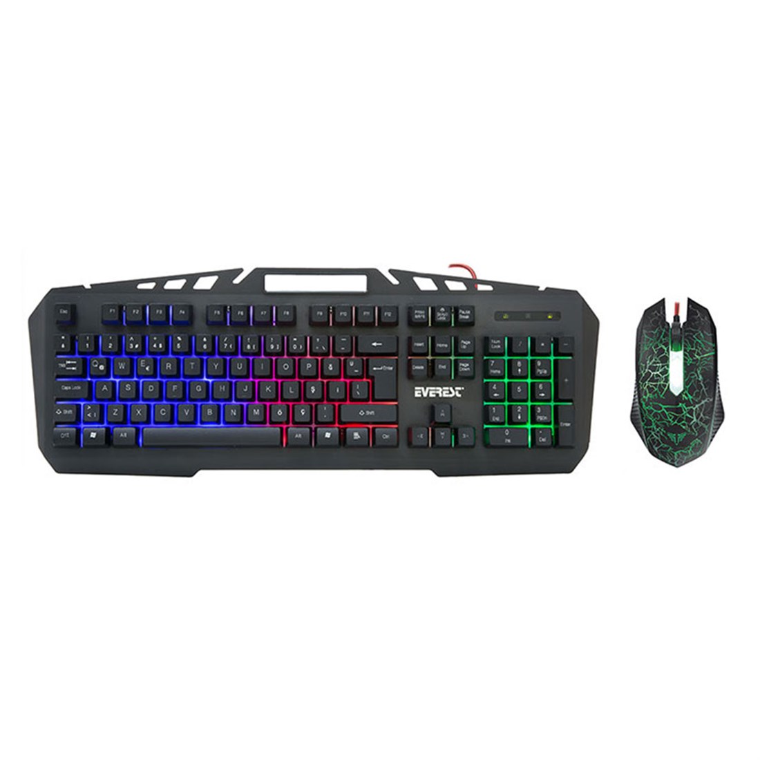 Everest Kmx-99 Siyah Usb Gökkuşağı Zemin Aydınlatma Q Oyuncu Klavye + Mouse Set - 28703