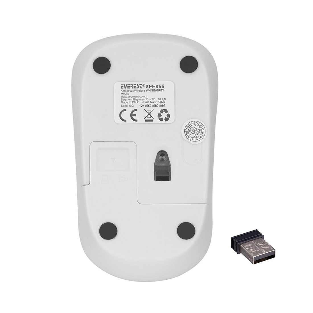 Everest SM-833 Usb Beyaz/Gri 1200dpi Optik Kablosuz Mouse 33590