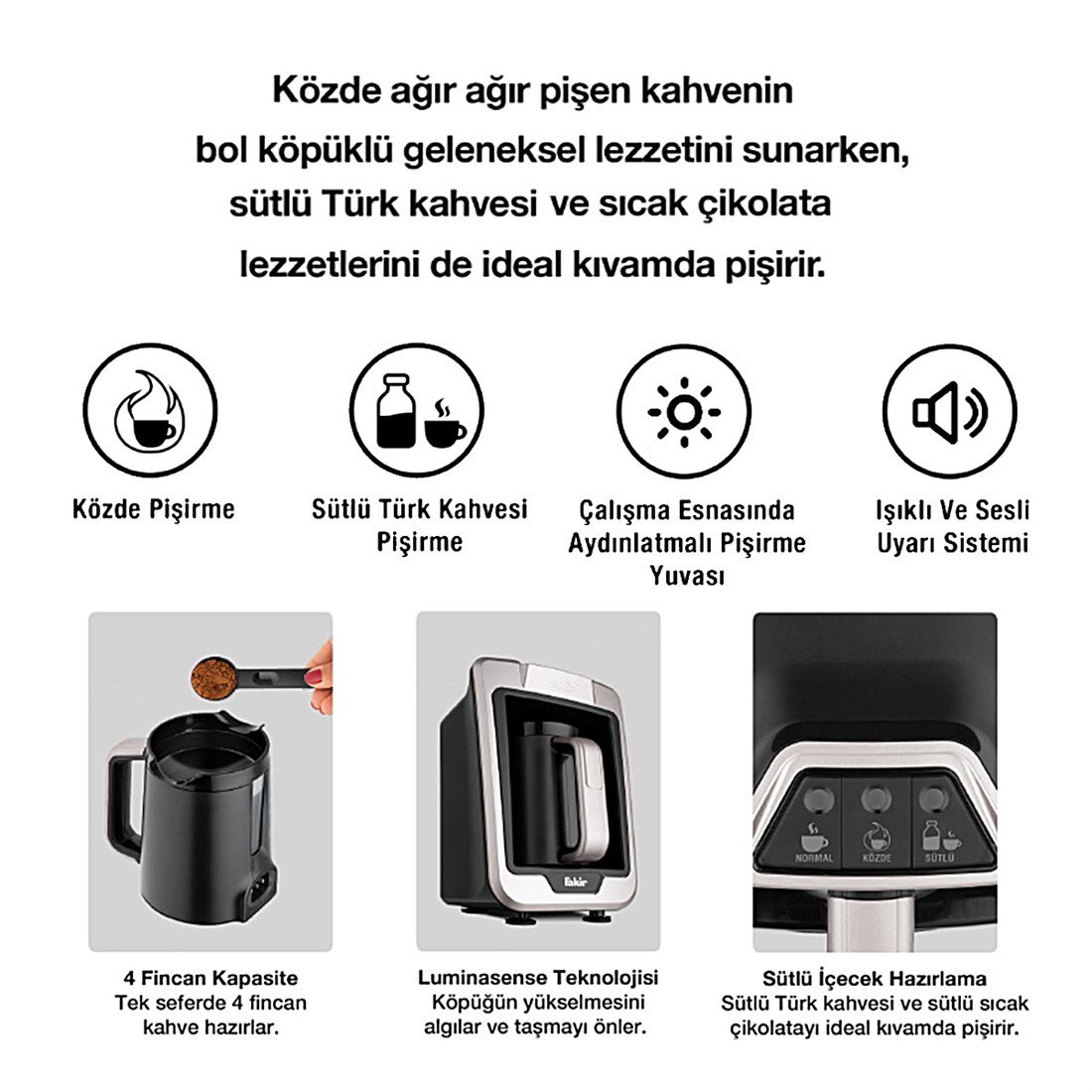 Fakir Kaave Trio Közde & Sütlü Türk Kahve Makinesi Silvers - 41004795