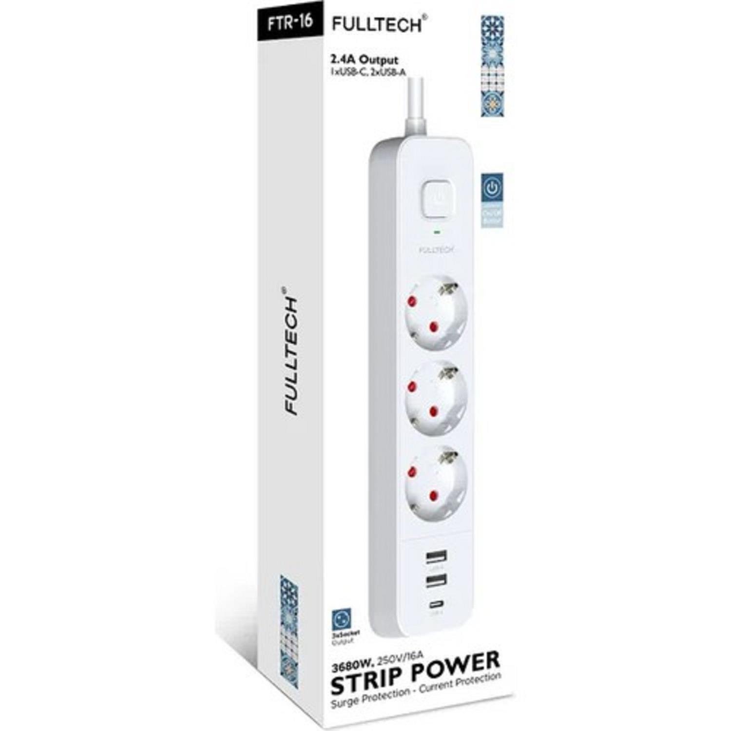 Fulltech FTR-16 Priz 1,8mt Usb'li 3'Lü - 06422