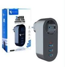 Fultech 3 Usbli Akım Korumalı 3Lü Priz - HRD- 009126