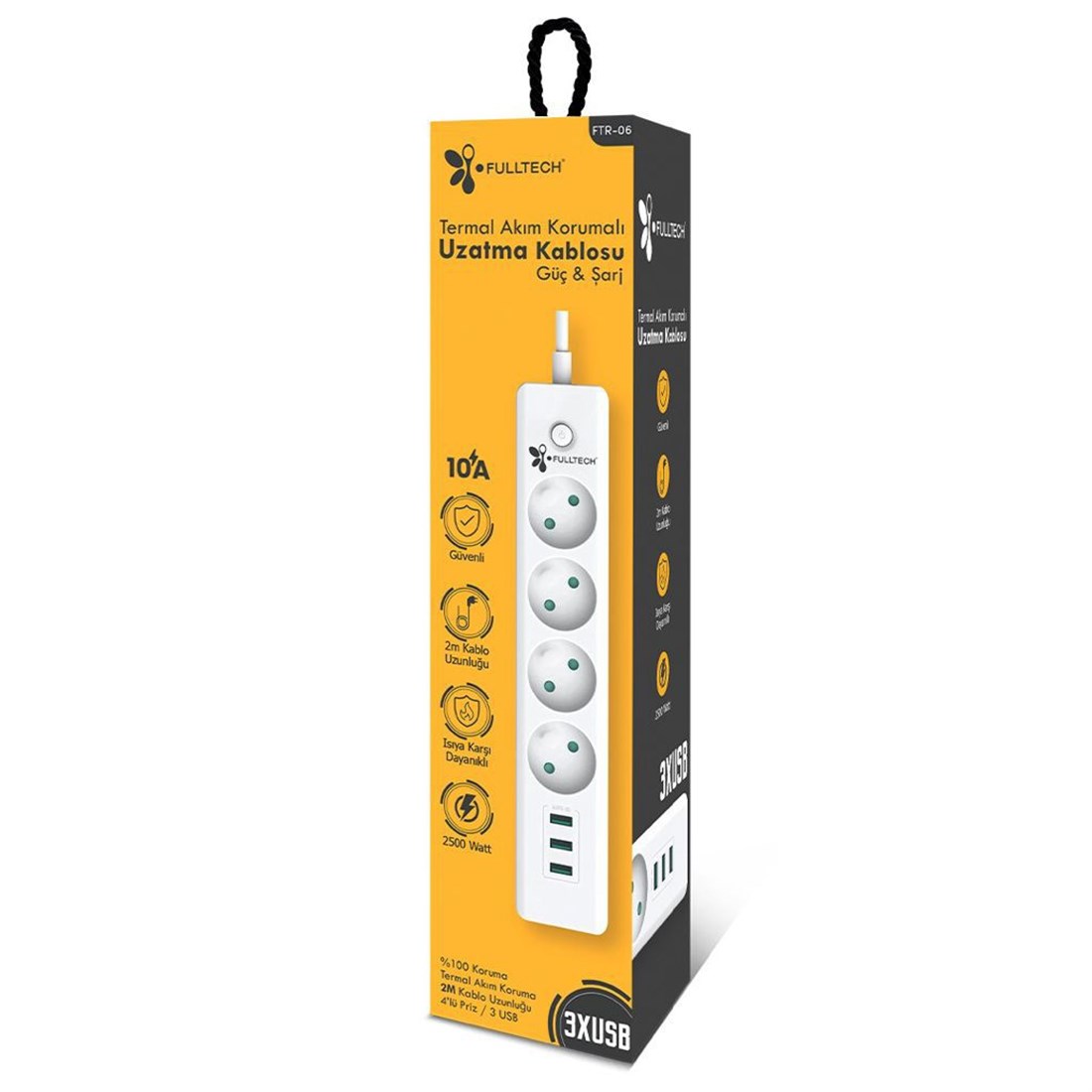 Fultech FTR-6 Usb Akım Korumalı Priz 4'Lü HRD-009364