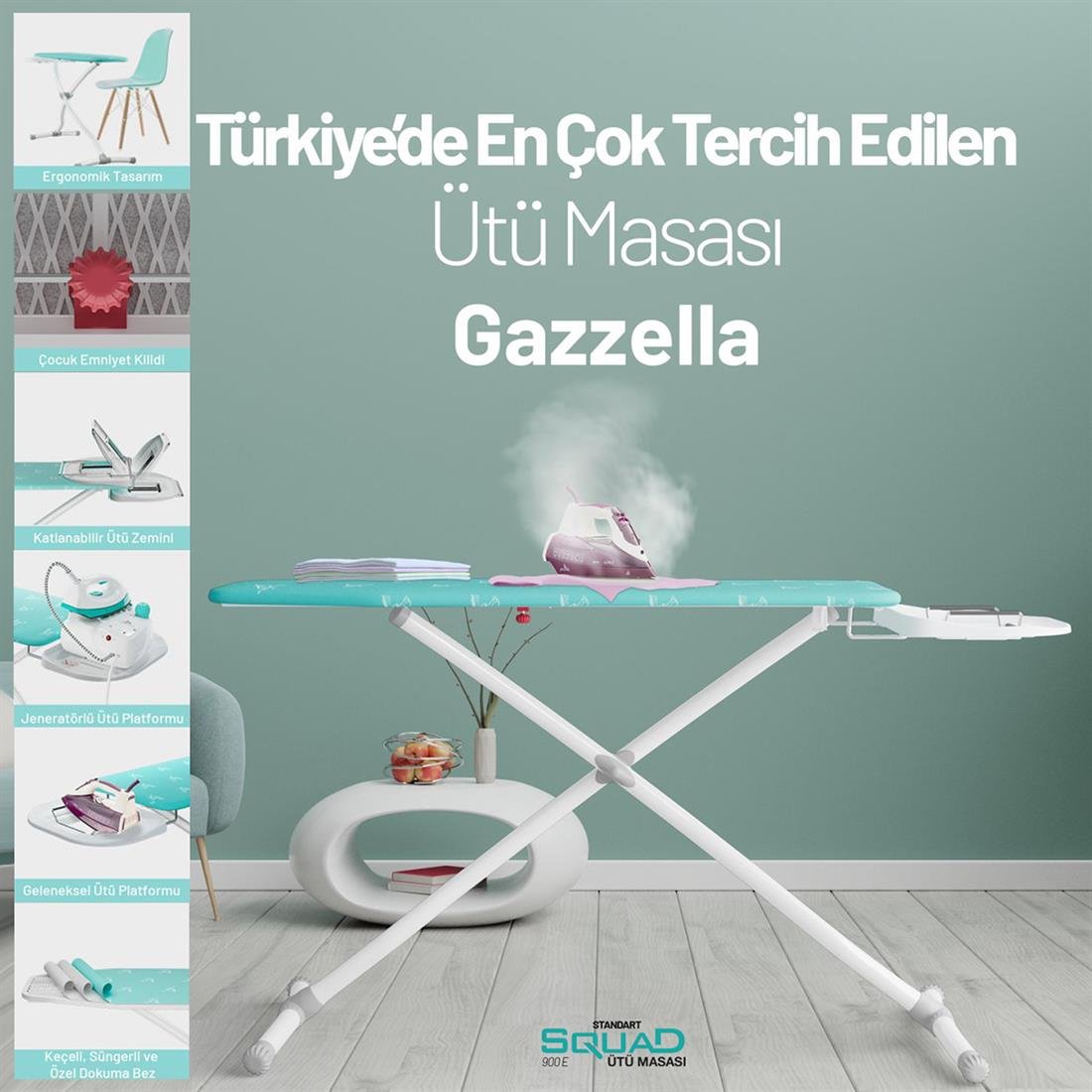 Gazella SM/GZM 900 E SQUAS Ev Tipi Ütü Masası