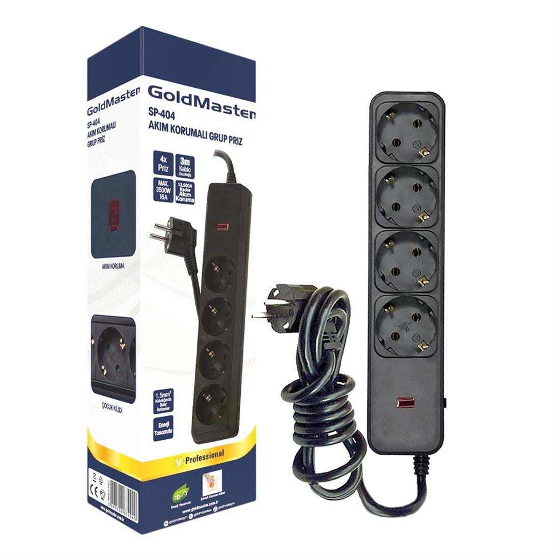 Goldmaster SP-404 Dörtlü Akım Korumalı Priz 3mt - 6522404