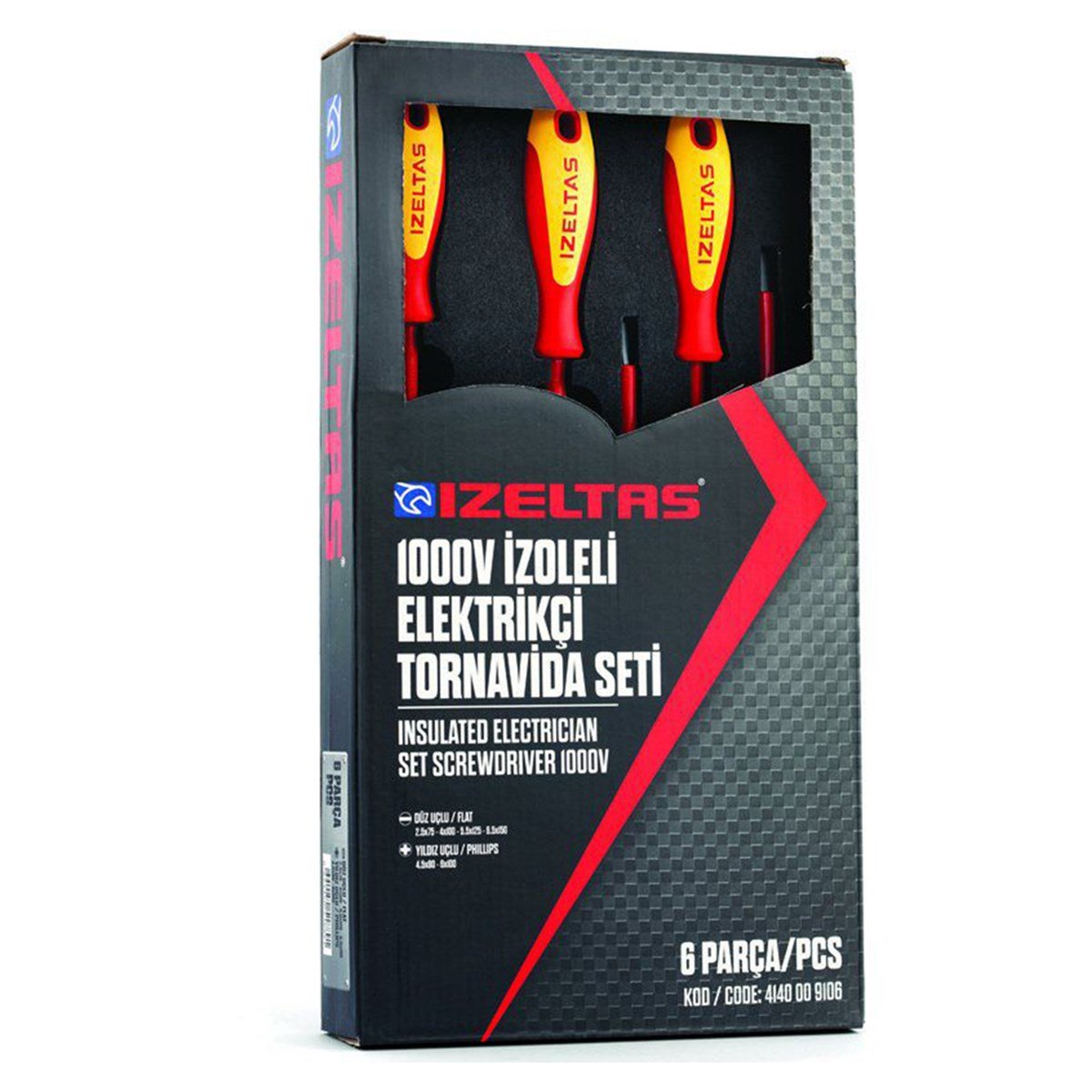 İzeltaş 1000v İzoleli Elektrikçi Tornavida Seti (6parça)-4140009106