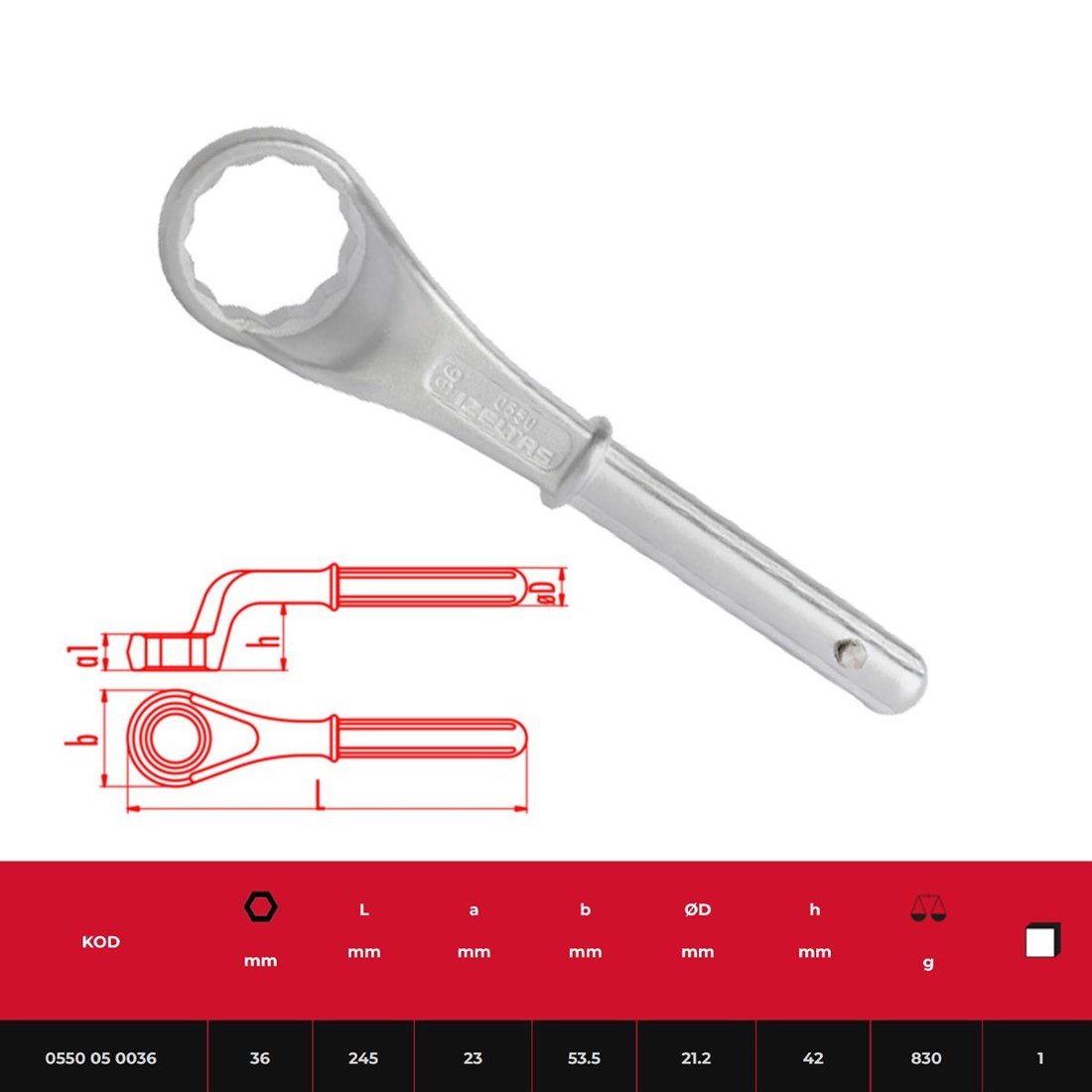 İzeltaş Boru Uzatmalı Yıldız Anahtar 36 mm -0550050036