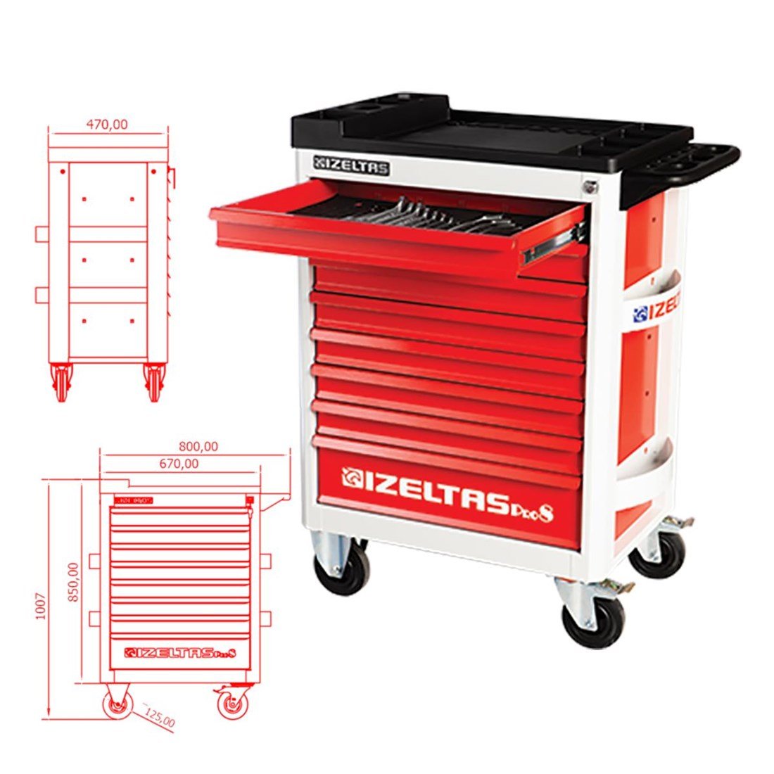 İzeltaş Pro 8 Serisi Takım Çantası Dolu Full 209Parça -8241001209