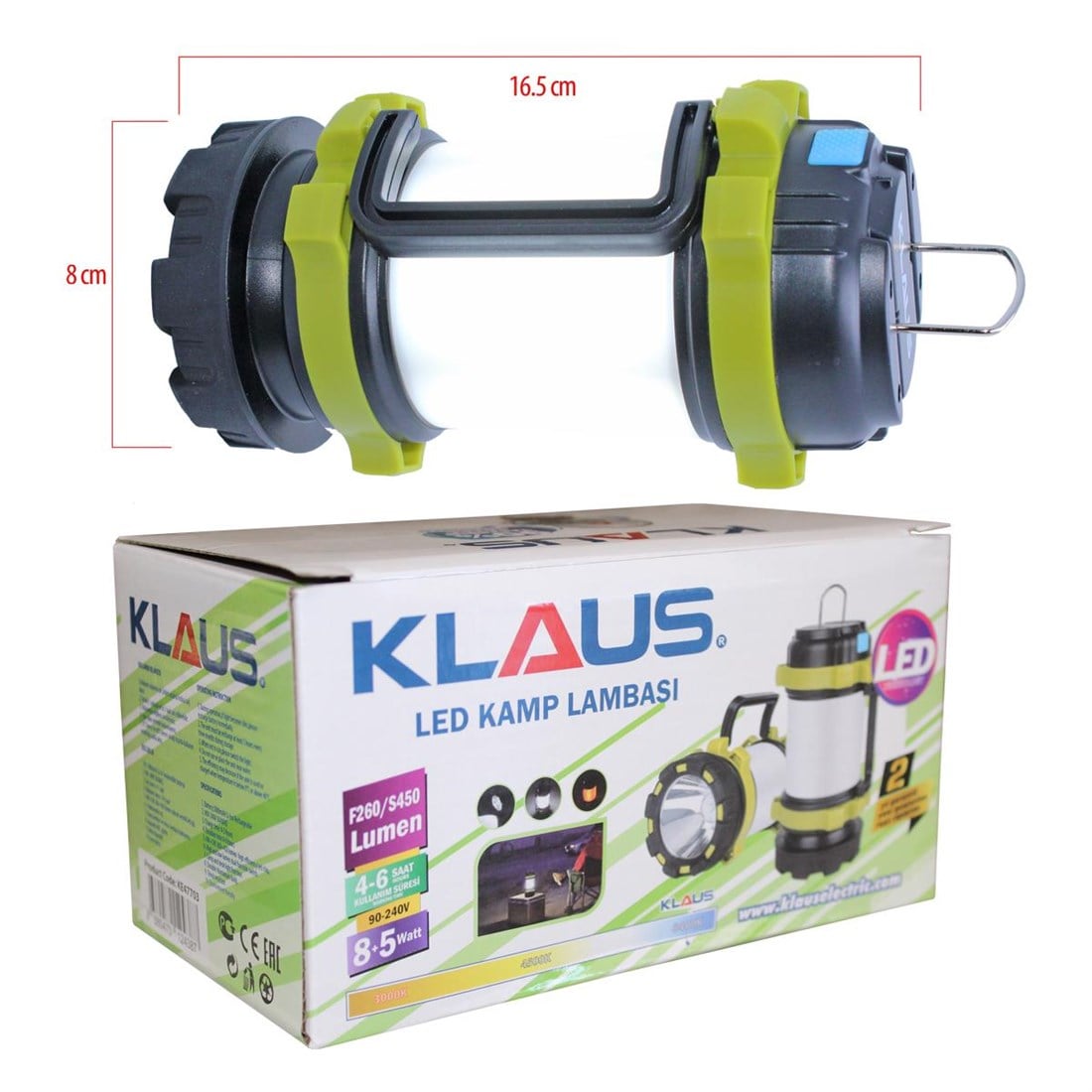 KLAUS 47703 Şarjlı El Feneri 8+5Watt 3000 mAH  -  HRD-010691