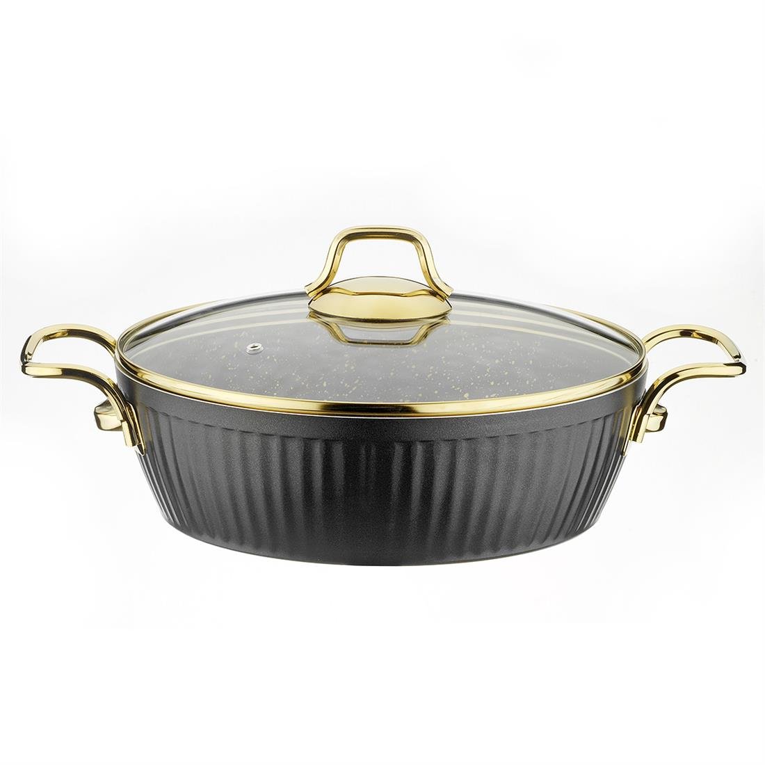 Lines Maya Granit Basık Tencere Altın Kulp-Kapak 22No - Züc18839