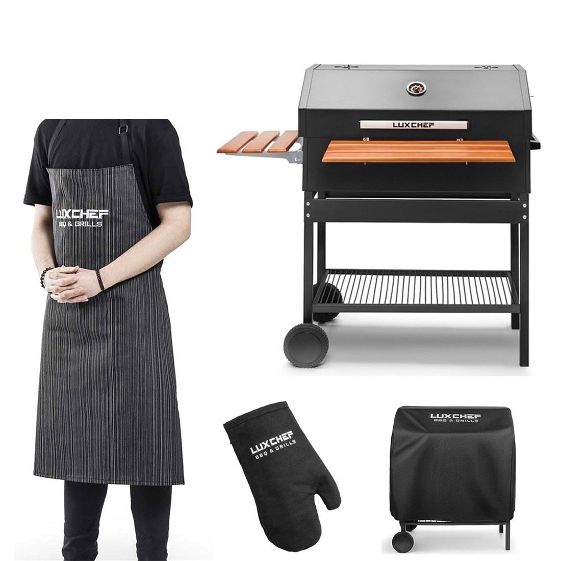 Luxchef LC80 Barbekü Mangal+Kılıf+Önlük+BBQ Eldiveni