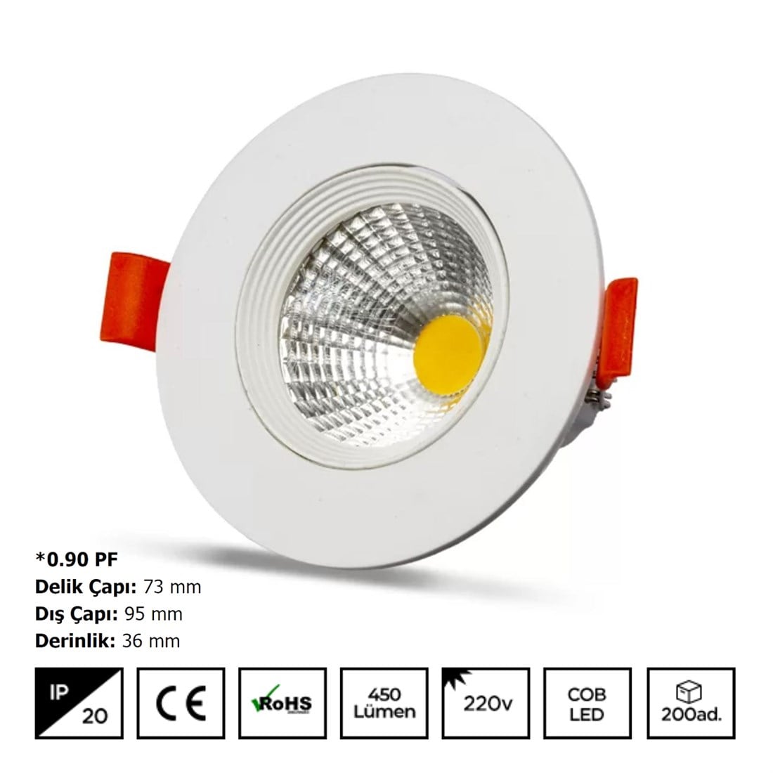 Noas 5W Cob Led Spot Toros Beyaz Kasa Beyaz 2'Li YL28-1511