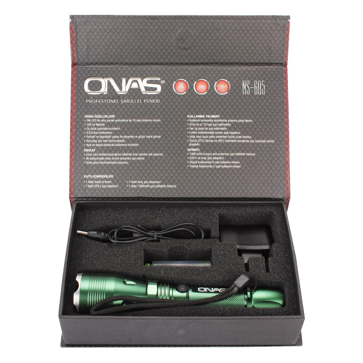 ONAS NS-605 METAL SARJLI EL FENERİ ELK-00080