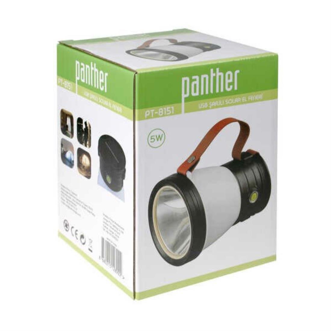 Panther PT-8151 USB Şarjlı Solar El Feneri