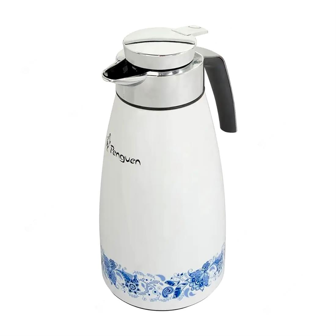 Penguen Çiçek Desenli İçi Cam 1.9 Litre İnox Termos PNG-3008
