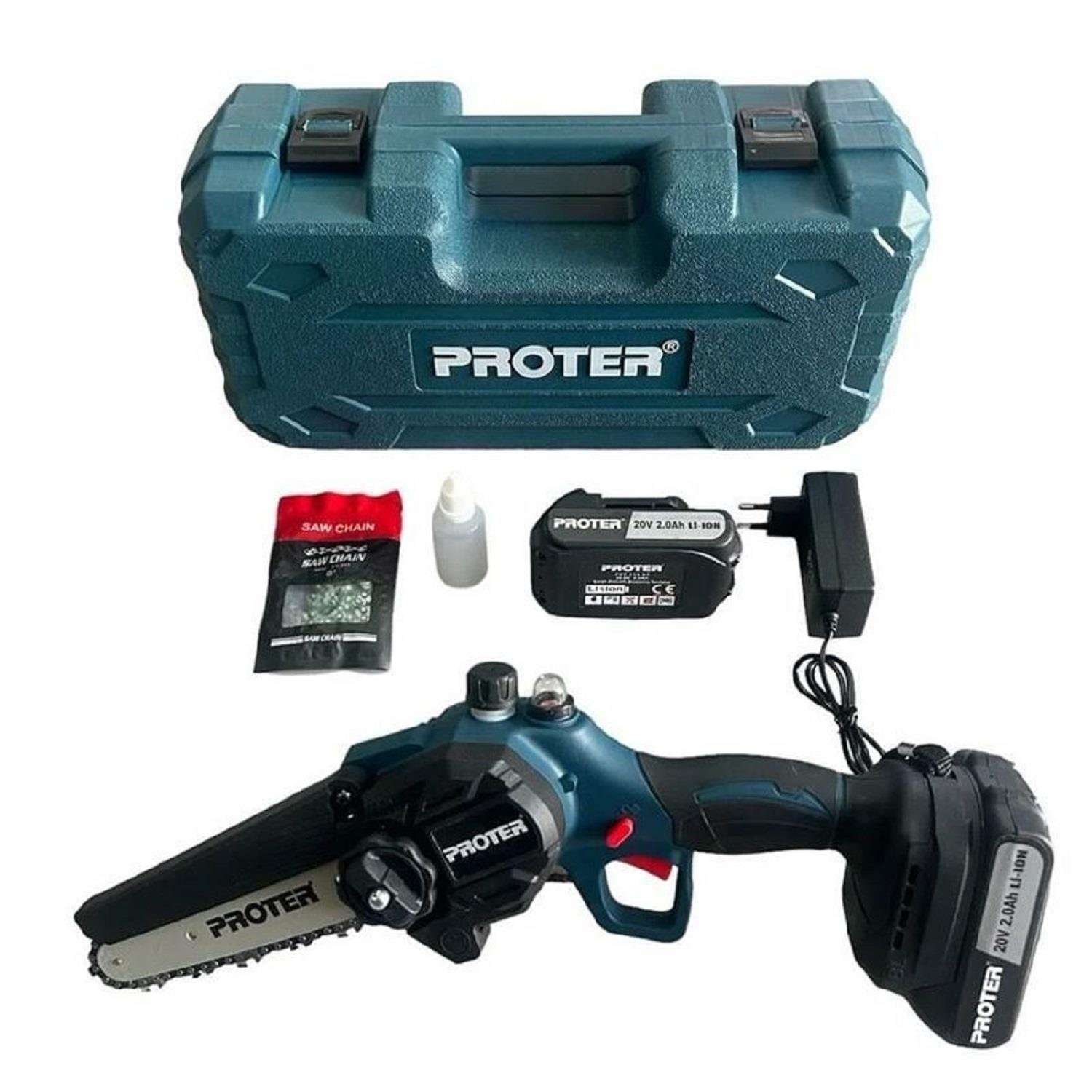 Proter PST 115 ST 150mm Kömürsüz Zincirli Yağlı Dal Kesme Makinesi Akülü 2Ah 20V - P1EA042