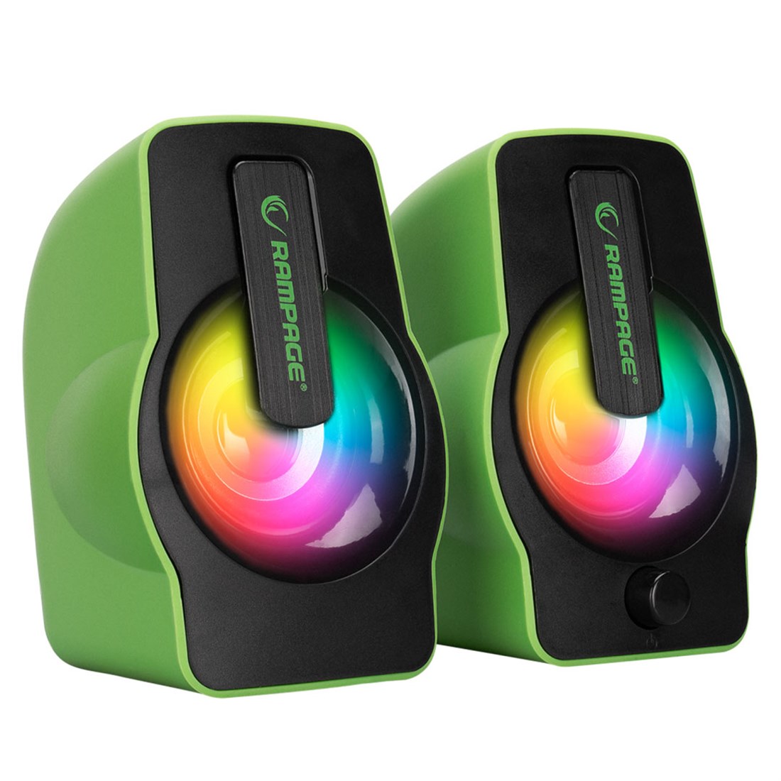 Rampage RMS-G7 FALSETTO 2.0 6 Watt RGB Ledli Yeşil Multimedia Gaming USB Speaker 30259