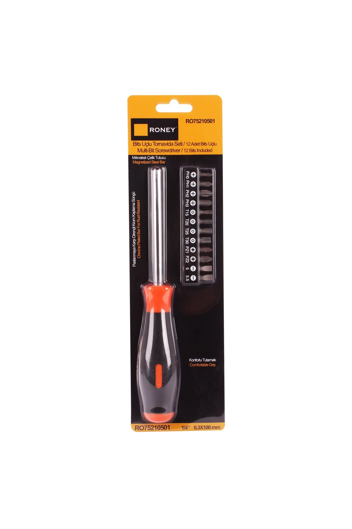 RONEY RO75210501 MULTİ BİTS UÇLU KROM KAPLI  TORNAVİDA SETİ