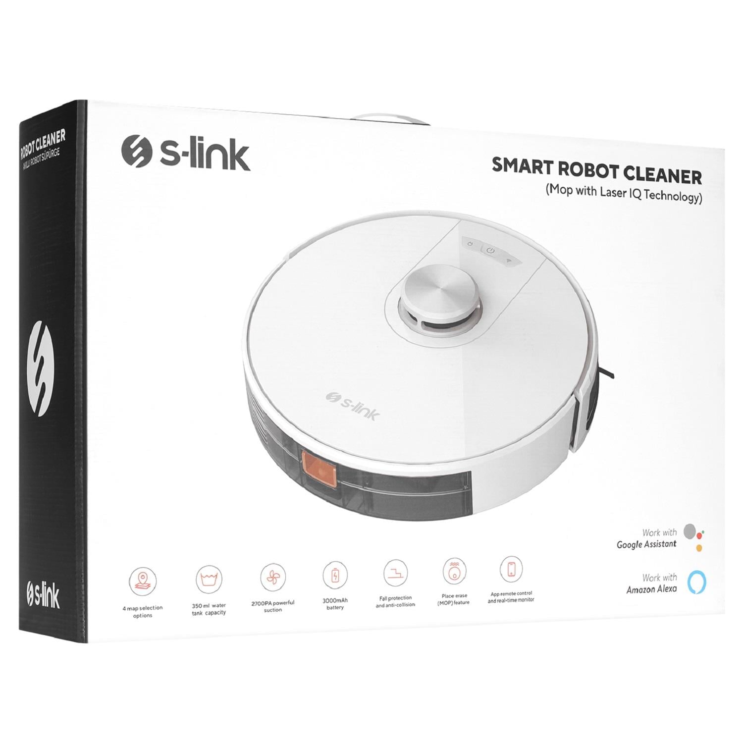 S-link C45 Max 2700 Vakumlu Gerçek 3000mAh Yüksek Emişli Akıllı Robot Süpürgesi - 37429
