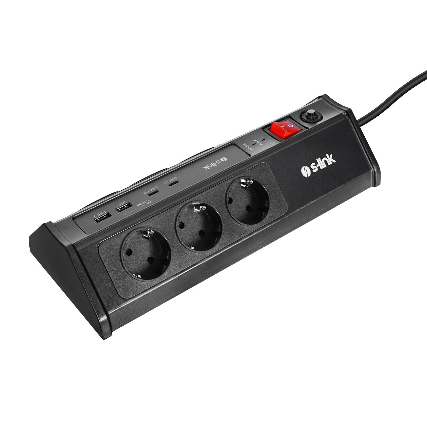 S-link PRZ03 PrizHive 3M 630 Joule 1.5mm 2 USB 2 TypeC 2.4A/5V 500V 6000V 6'Lı Akım Korumalı Priz - 42404