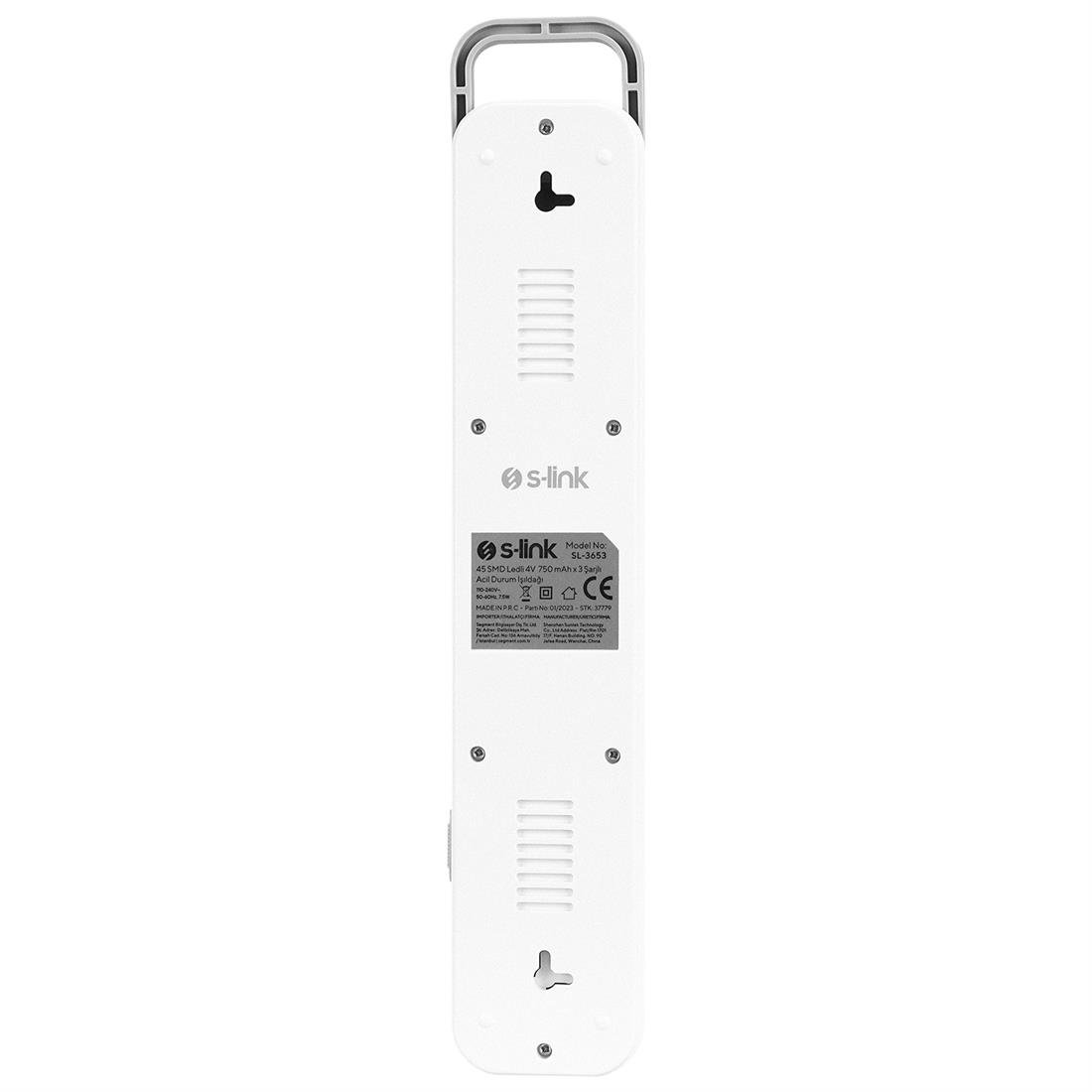 S-Link SL-3653 Beyaz 45smd Ledli 4v 750Mah 3 Şarjlı Acil Durum Işıldağı - 37799