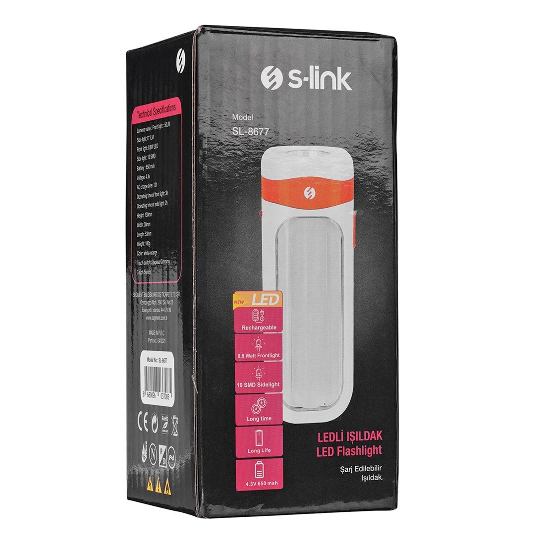 S-link SL-8677 1W 1+10 SMD Ledli Şarjlı Işıldak 22140