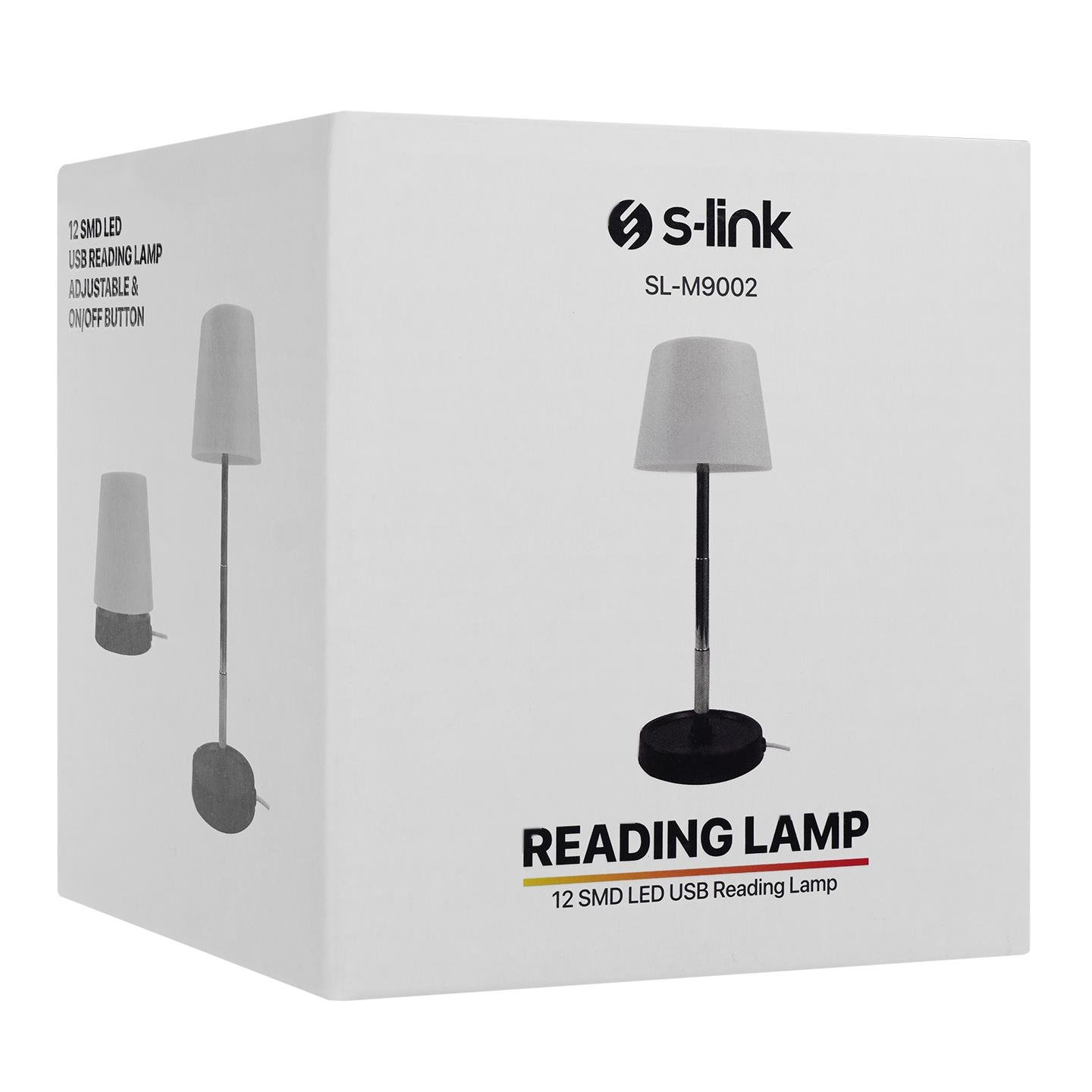 S-link SL-M9002 Usb Destekli Paslanmaz Çelik Beyaz Masa Üstü 12 SMD Ledli Okuma Lambası 40731