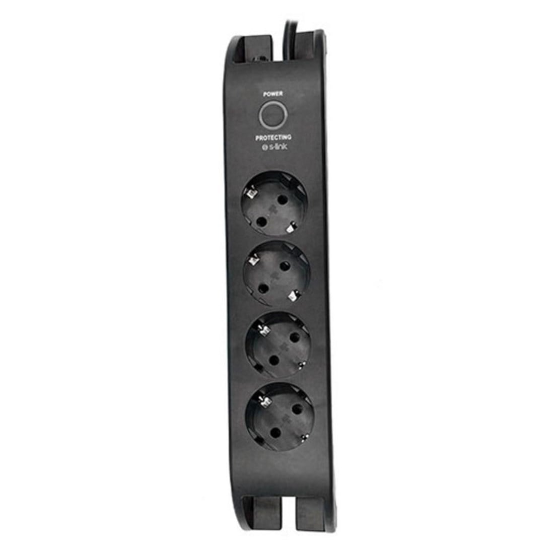 S-link SPG3041 2m 2xUSB=2.4a 3G1.5mm2 900 Joule 4'lü Akım Korumalı Siyah Priz 30483