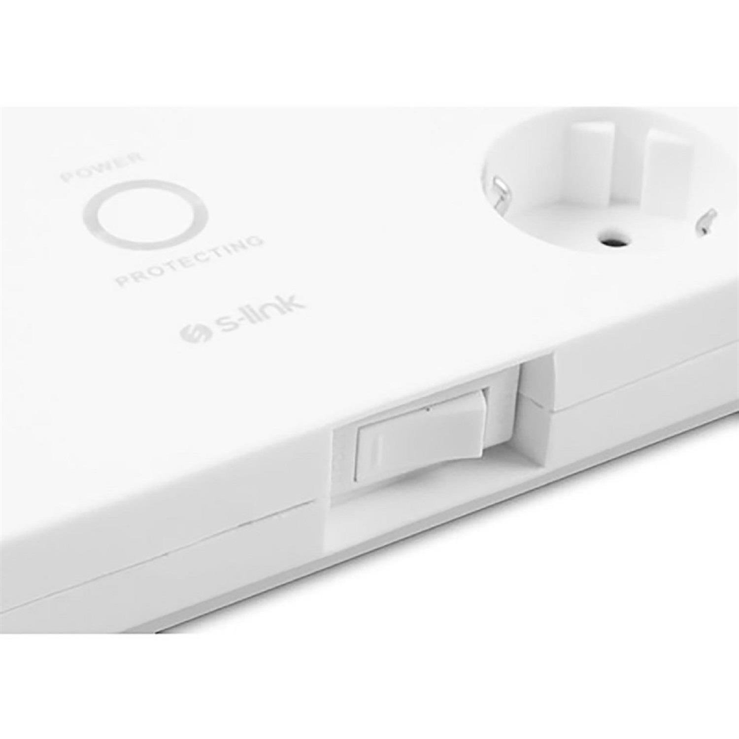 S-Link SPG3080 2m 900 Joule Akım Korumalı Priz Beyaz 8Li - 30487