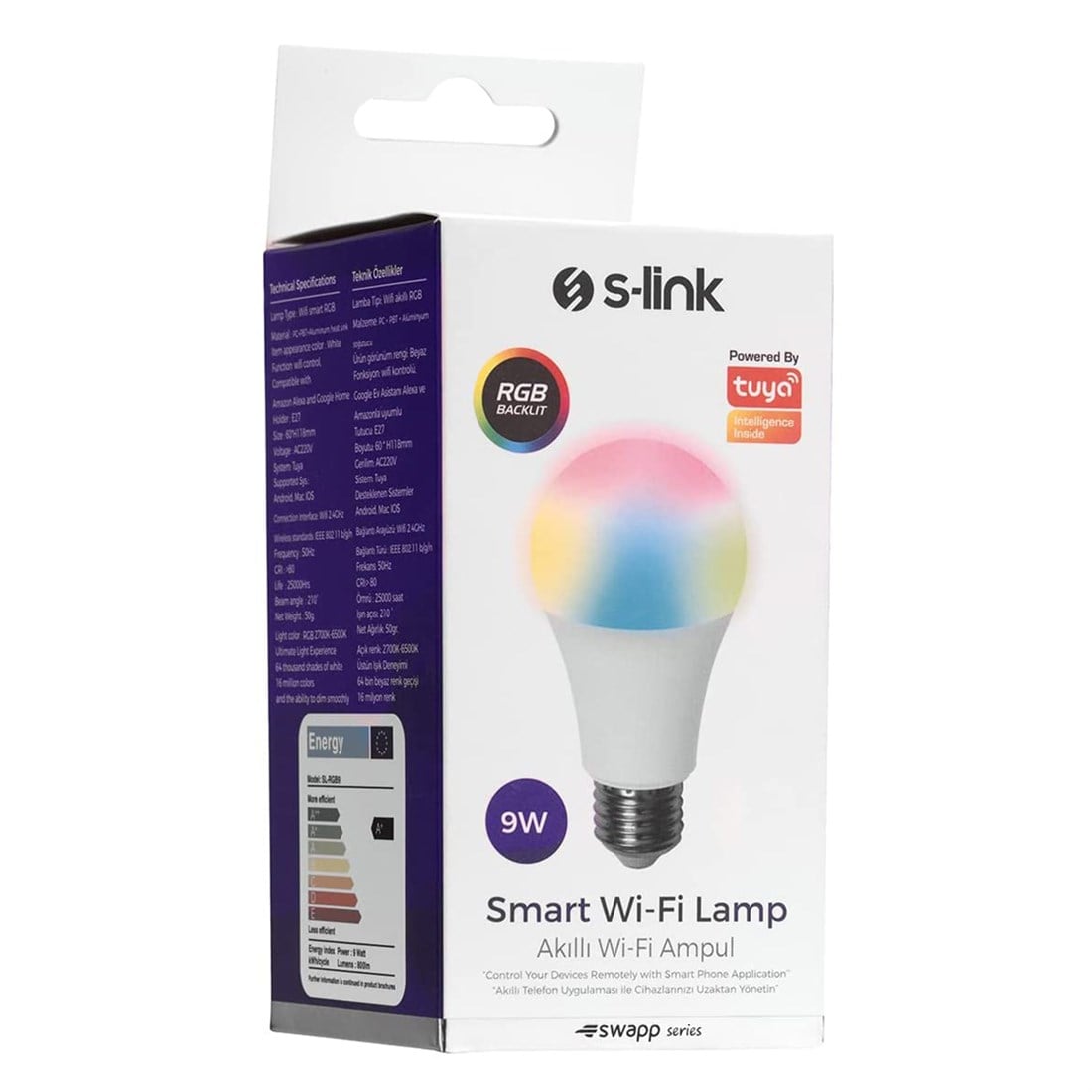 S-Link Swapp SL-RGB9 Smart Akıllı Rgb Ampül 9w Wifi Tuya - 34340