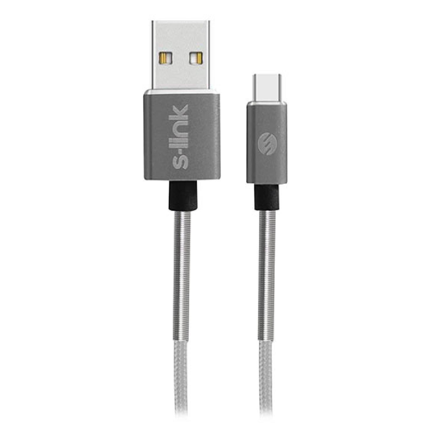 S-link Swapp SW-KC73MG 1m 2.4A Type-C Kılıflı Gri Data + Şarj Kablosu - 29246