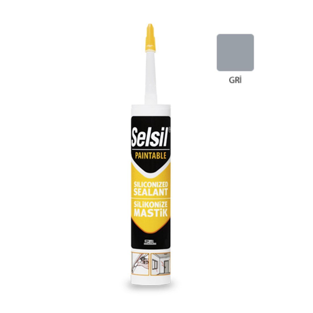 Selsil Silikonize Mastik Gri 500Gr 